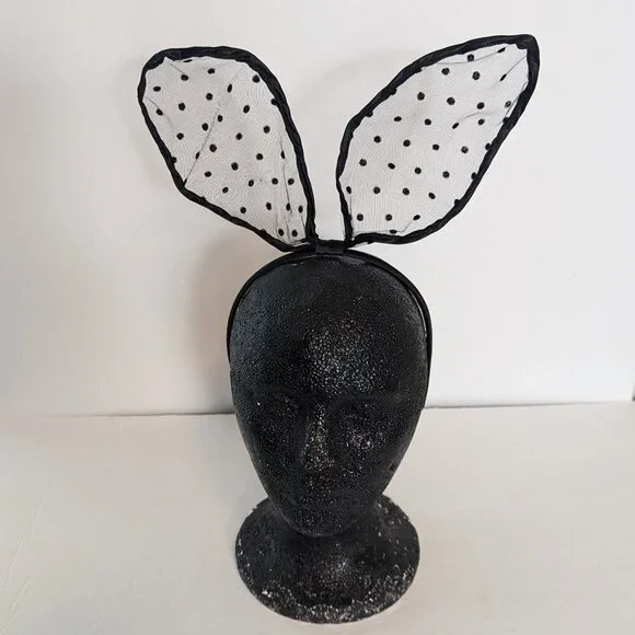 Bunny Ears Lace Headband Polka Dot Costume Easter Halloween Sexy Cosplay Playboy - Picture 2 of 5